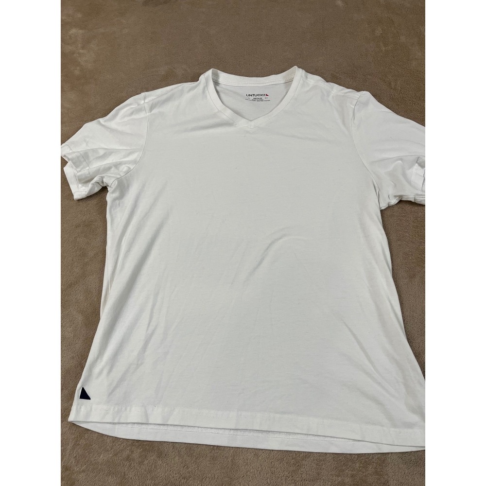 UNTUCKit Ultrasoft V-Neck T-Shirt Men's M White Cotton Blend Short Sleeve EUC